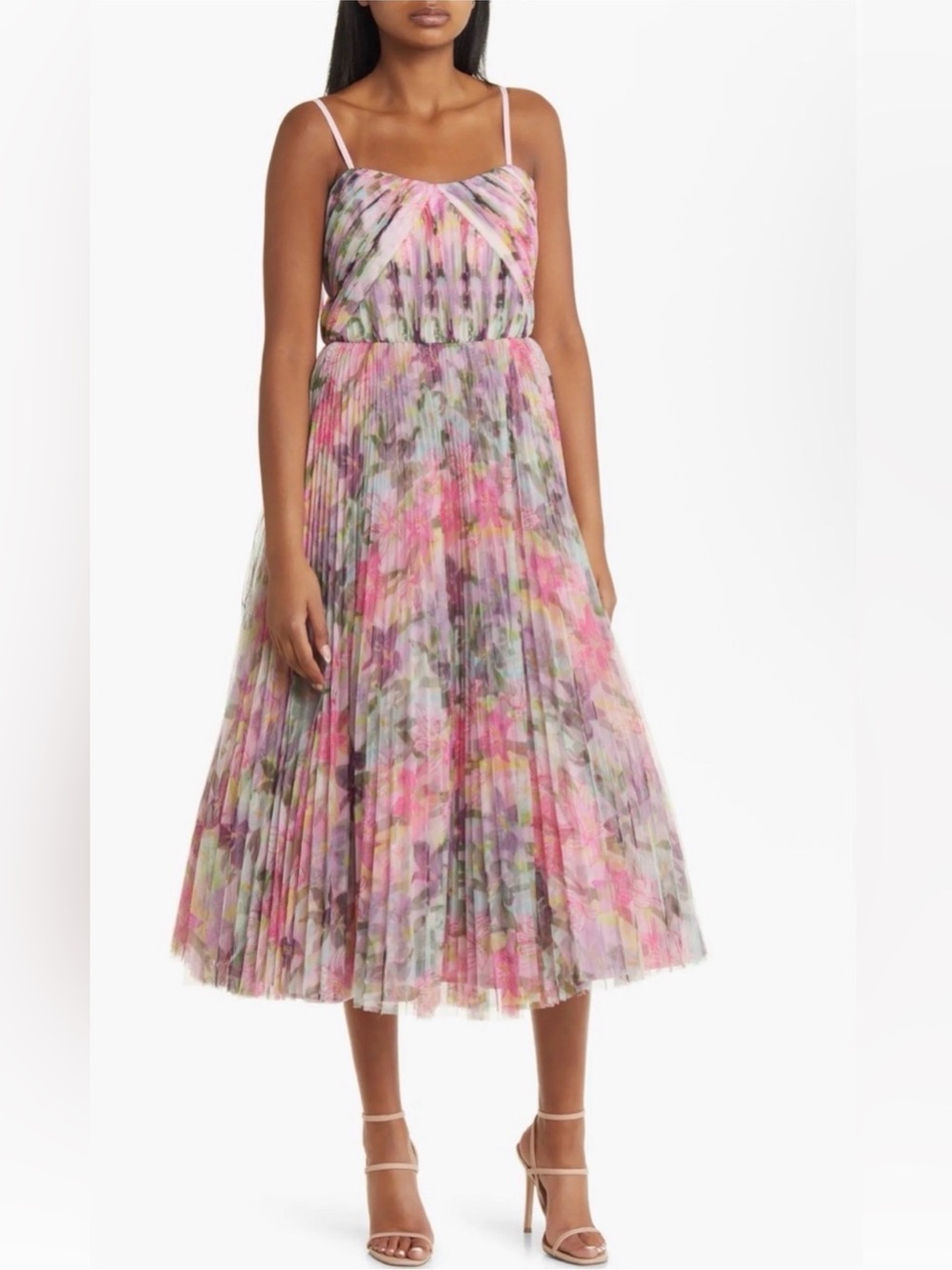 Hutch vita Floral Pleated tulle a line Midi Dress